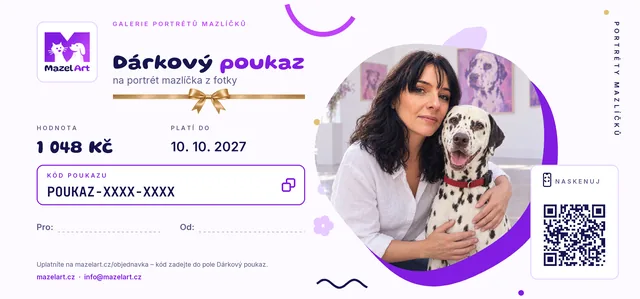 Dárkový poukaz MazelArt, design Galerie s Editou a Ozzym