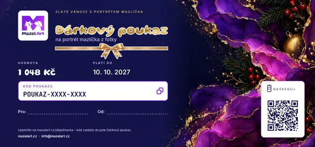 Dárkový poukaz MazelArt, design Zlato a červená